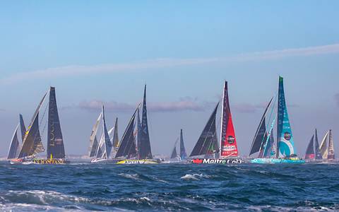 The boats waiting for the start of the Vendée Globe